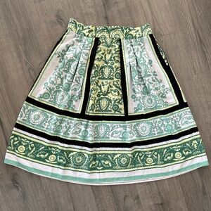 Elegant Green and Black Patterned Skirt